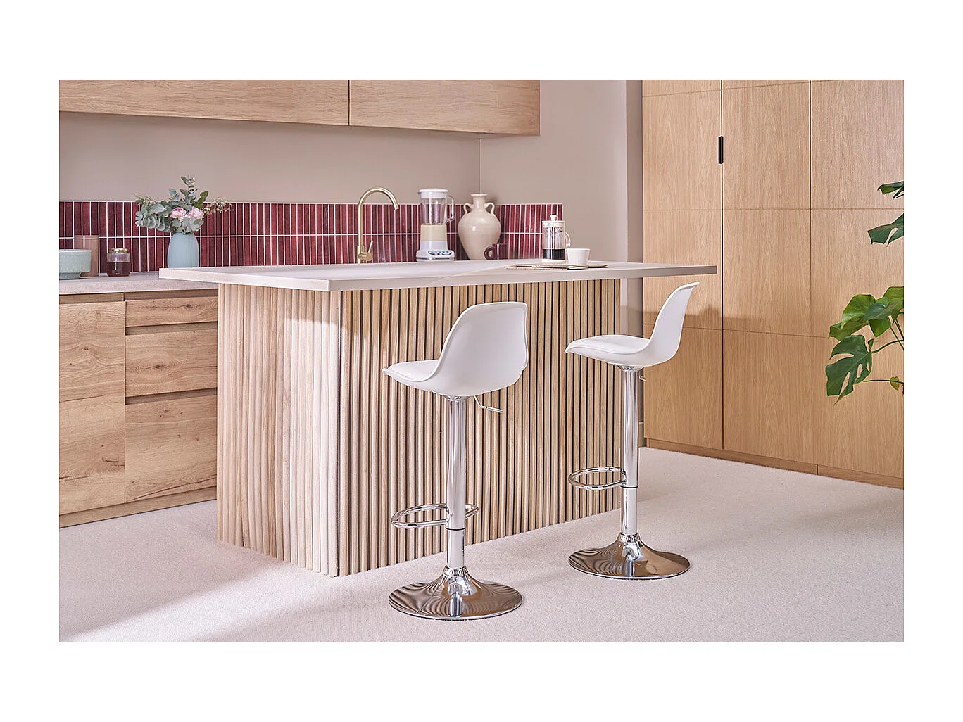 2 Design-Barhocker STEEVY Weiß