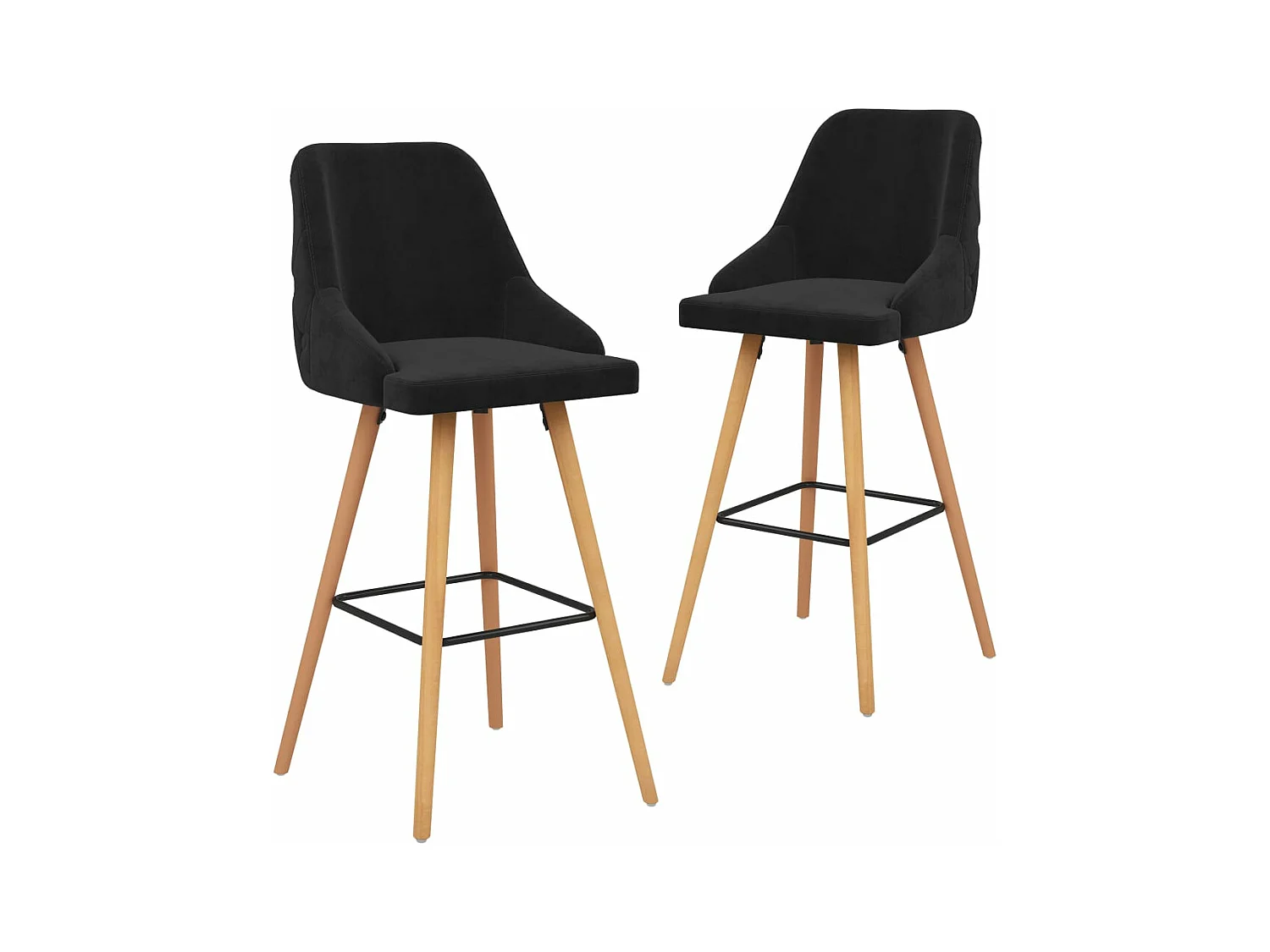 Tabourets de bar 2 pcs Noir Velours Lounga