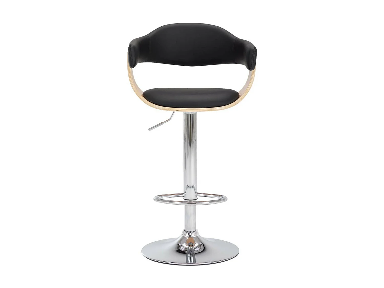 Tabourets de bar 2 pcs Noir Bois courbé et similicuir 4