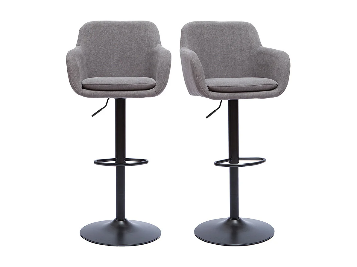 Tabourets de bar réglables tissu effet velours gris et métal (lot de 2) AMIKA