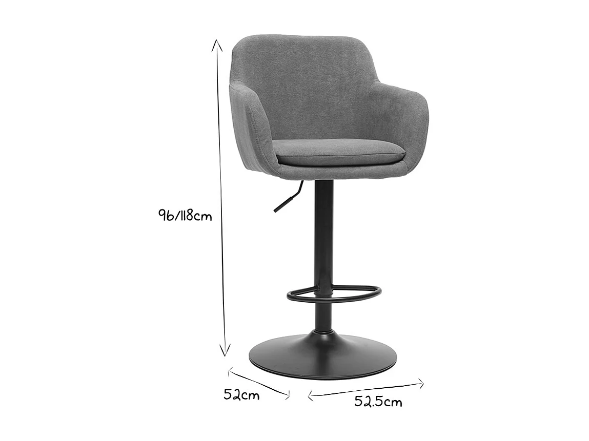 Tabourets de bar réglables tissu effet velours gris et métal (lot de 2) AMIKA