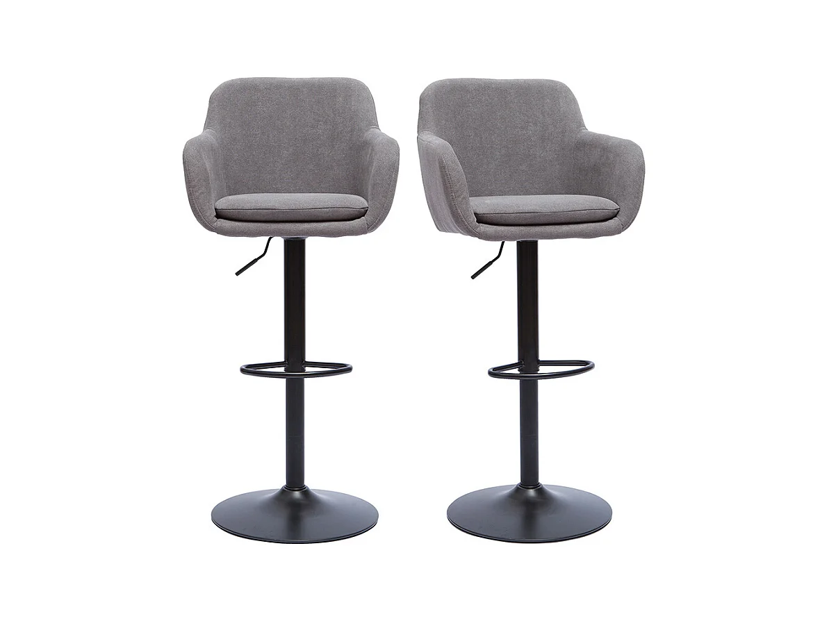 Tabourets de bar réglables tissu effet velours gris et métal (lot de 2) AMIKA