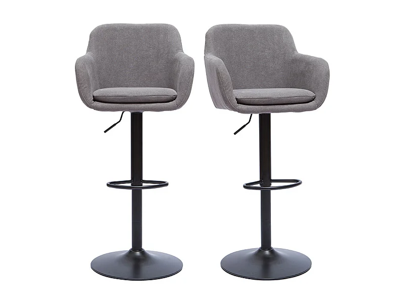 Tabourets de bar réglables tissu effet velours gris et métal (lot de 2) AMIKA