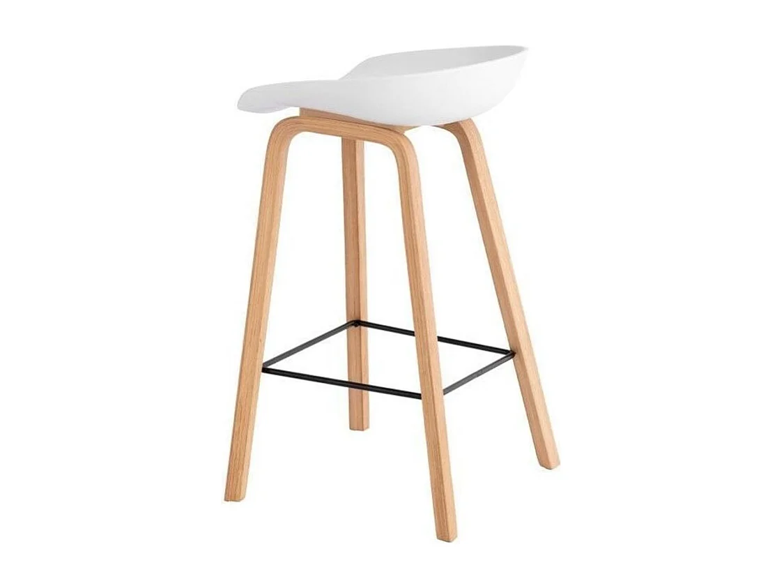 Scandinavische kruk in beukenhout en witte zitting Korane 66 cm