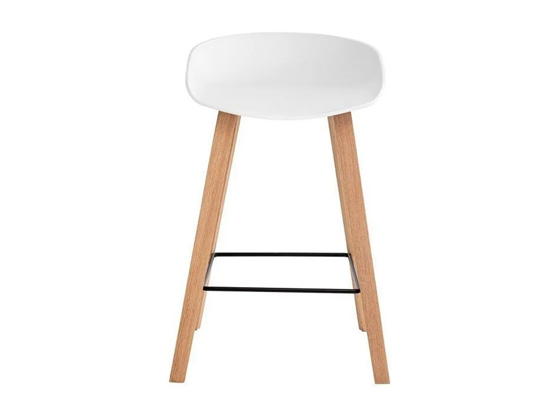 Tabouret nordique en bois de hêtre et assise blanche Korane 66cm