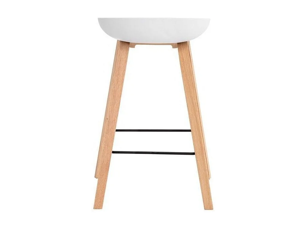 Tabouret nordique en bois de hêtre et assise blanche Korane 66cm