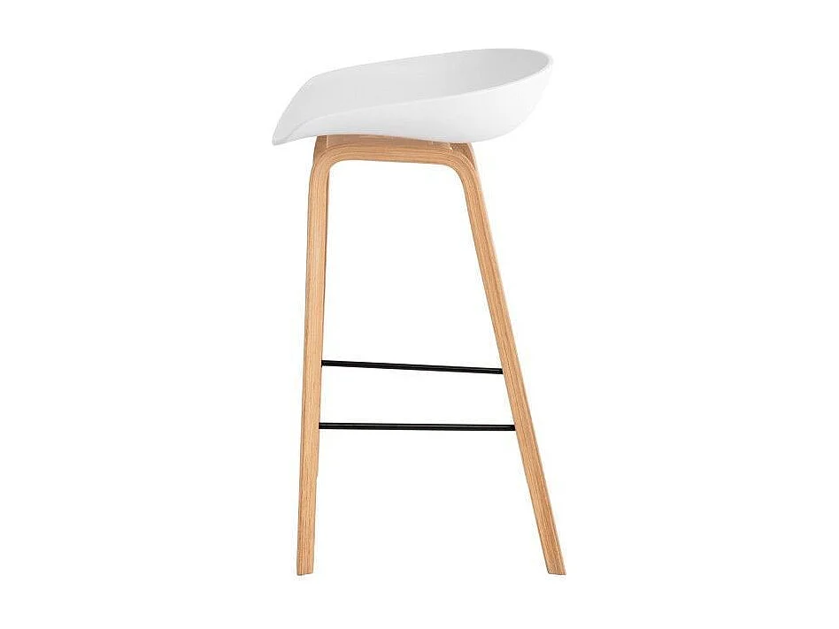 Tabouret nordique en bois de hêtre et assise blanche Korane 66cm