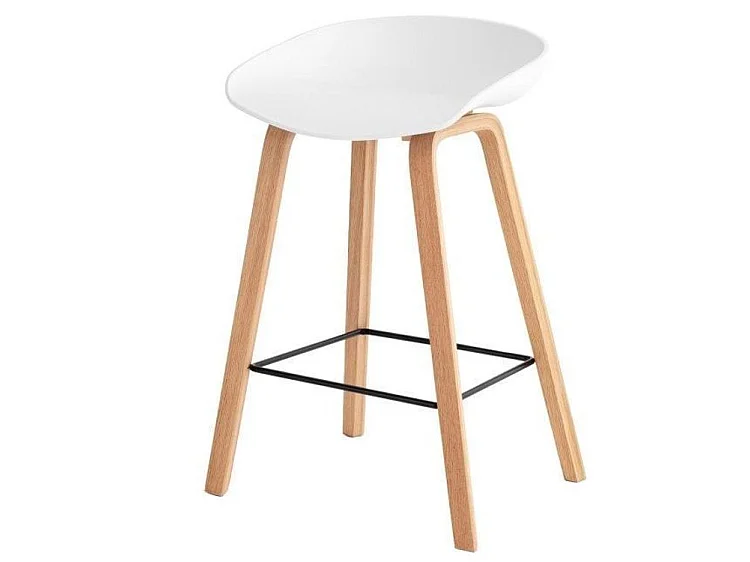 Scandinavische kruk in beukenhout en witte zitting Korane 66 cm