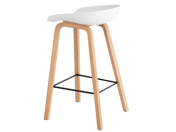 Scandinavische kruk in beukenhout en witte zitting Korane 66 cm