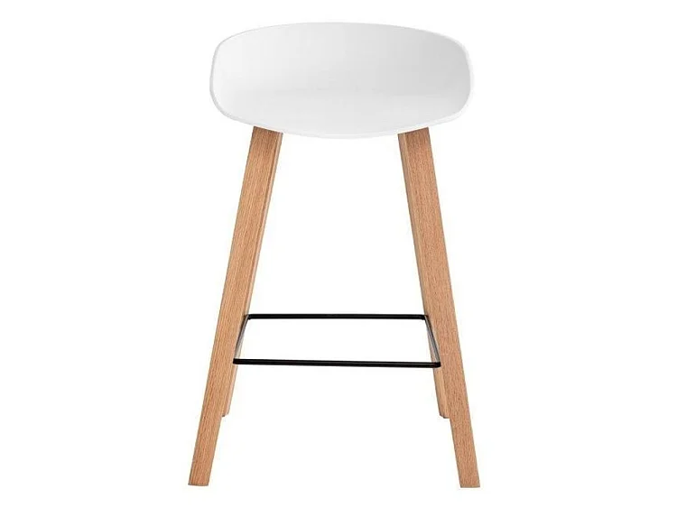 Scandinavische kruk in beukenhout en witte zitting Korane 66 cm