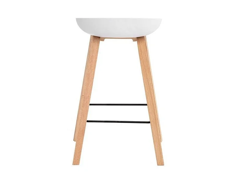 Scandinavische kruk in beukenhout en witte zitting Korane 66 cm