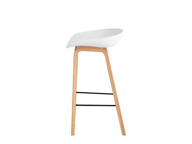 Scandinavische kruk in beukenhout en witte zitting Korane 66 cm