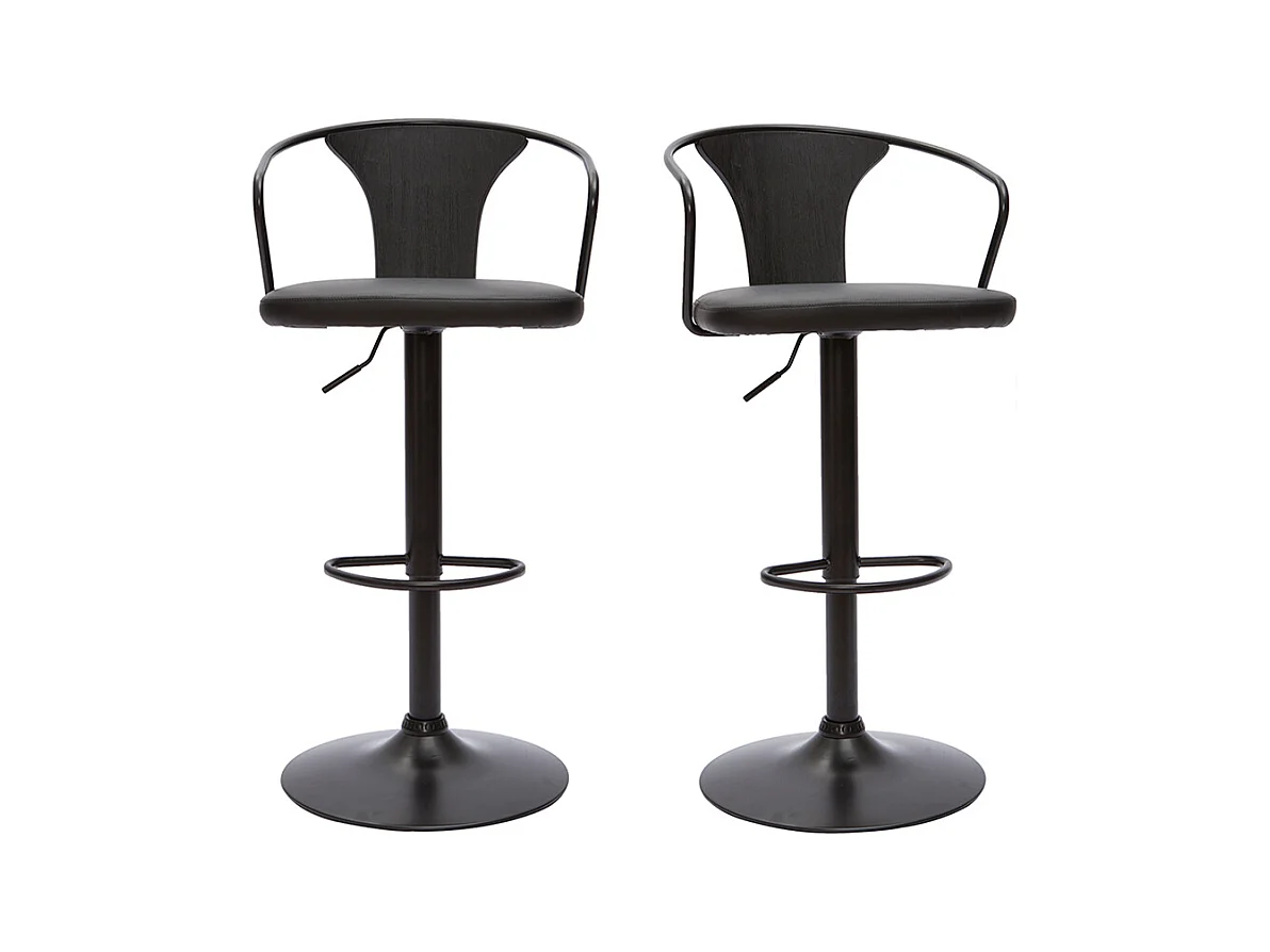 Tabourets de bar industriels réglables noirs (lot de 2) BECKETT