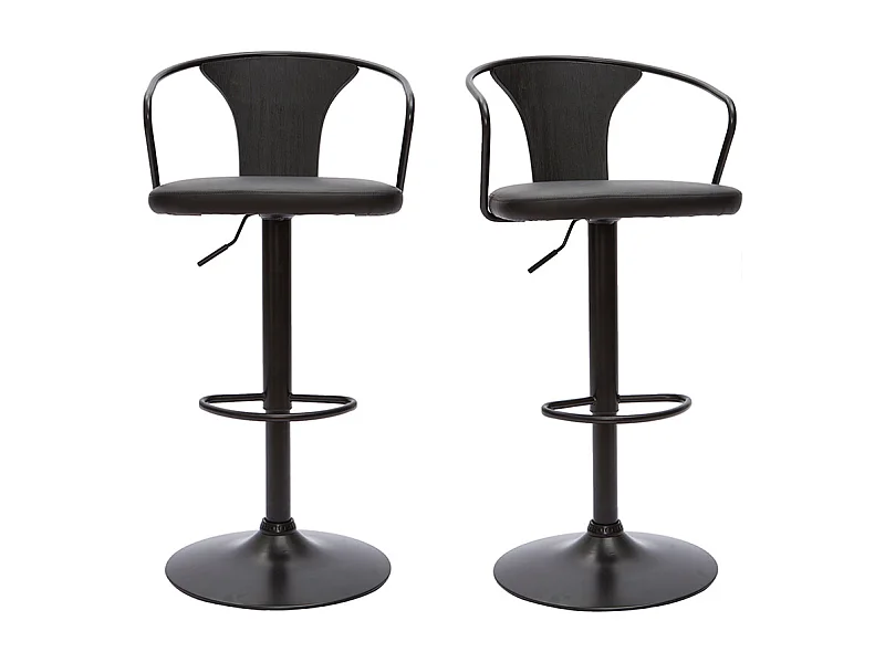 Tabourets de bar industriels réglables noirs (lot de 2) BECKETT
