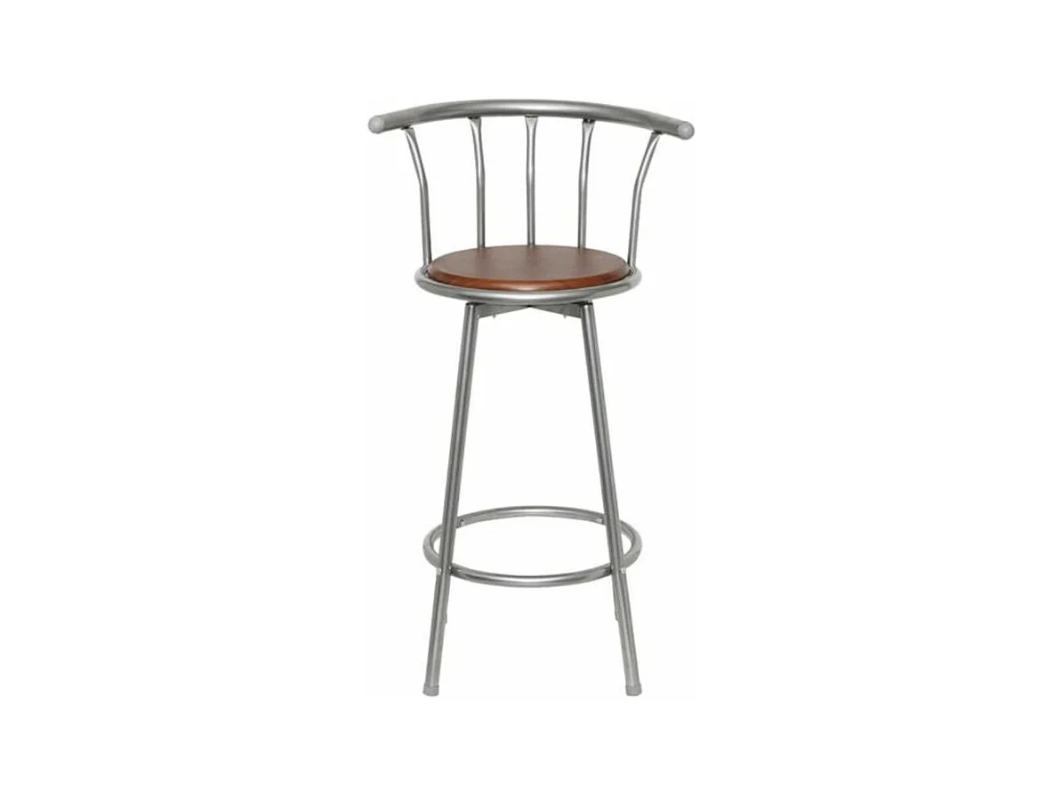 Chaise de bar bois marron et métal gris Luis - Lot de 2