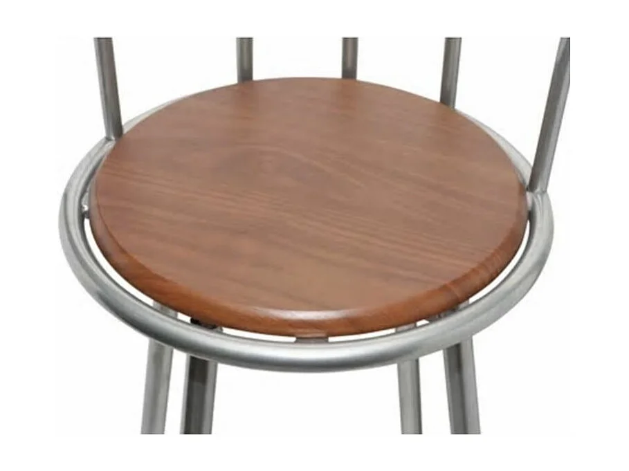 Chaise de bar bois marron et métal gris Luis - Lot de 2