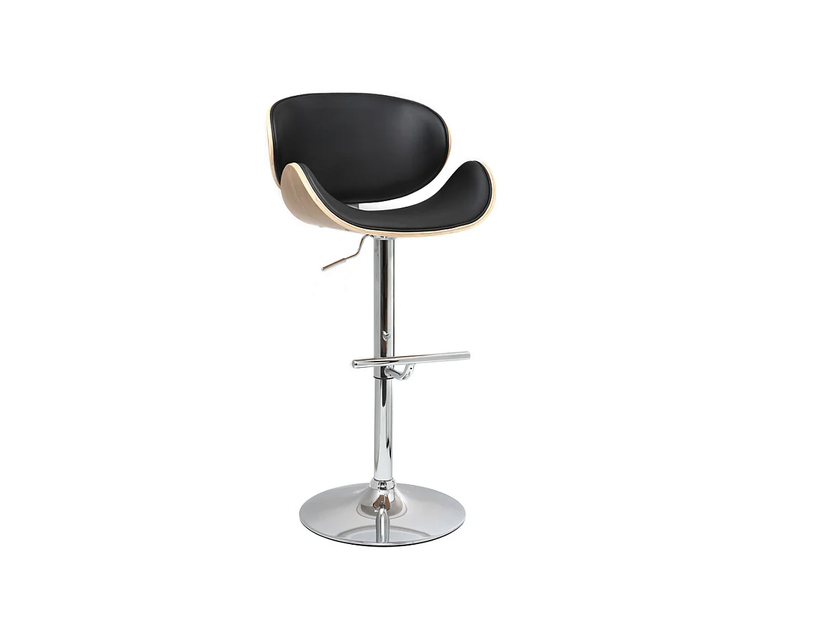 Tabouret de bar design noir et bois clair WALNUT