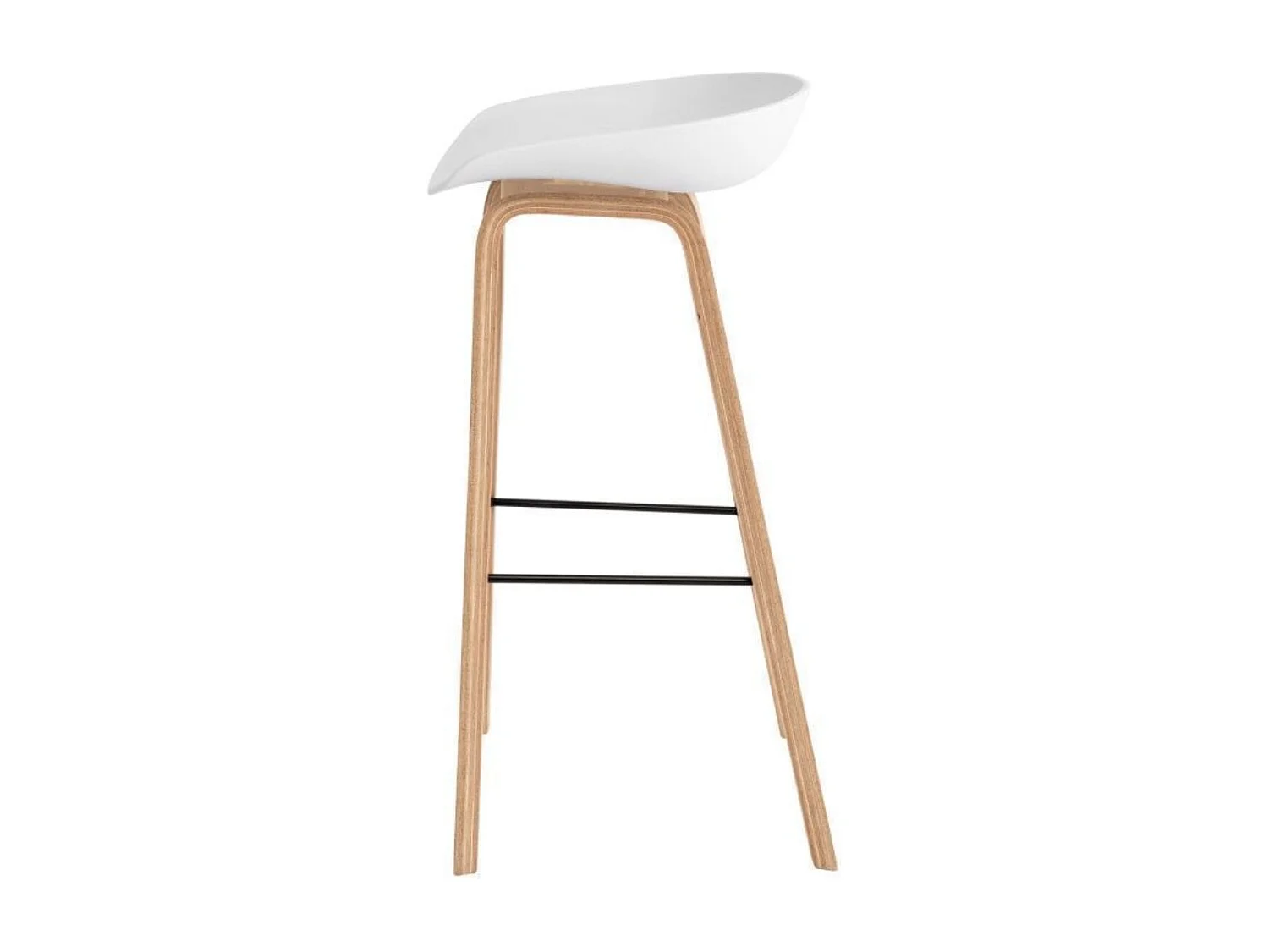 Tabouret nordique en bois de hêtre et assise grise Korane 76cm