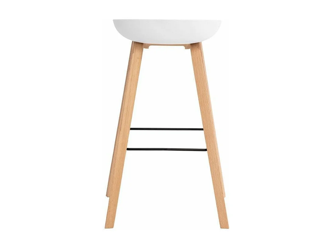 Tabouret nordique en bois de hêtre et assise blanche Korane 76cm