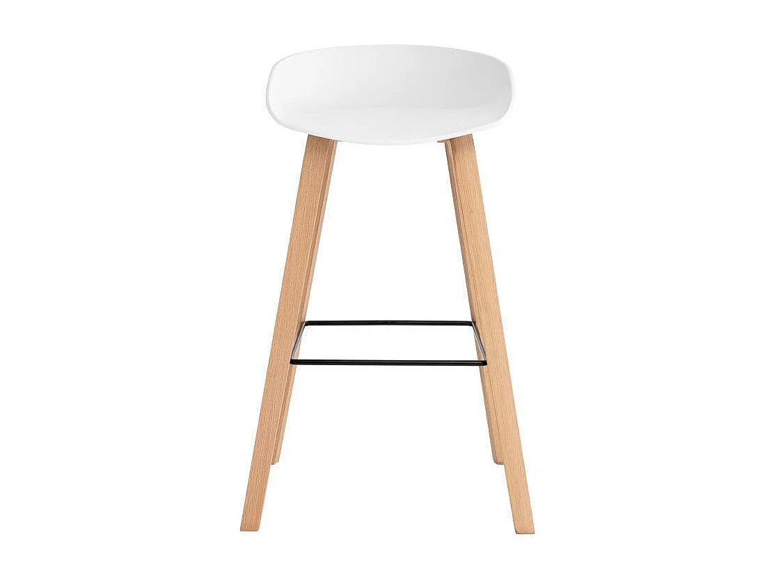 Tabouret nordique en bois de hêtre et assise blanche Korane 76cm