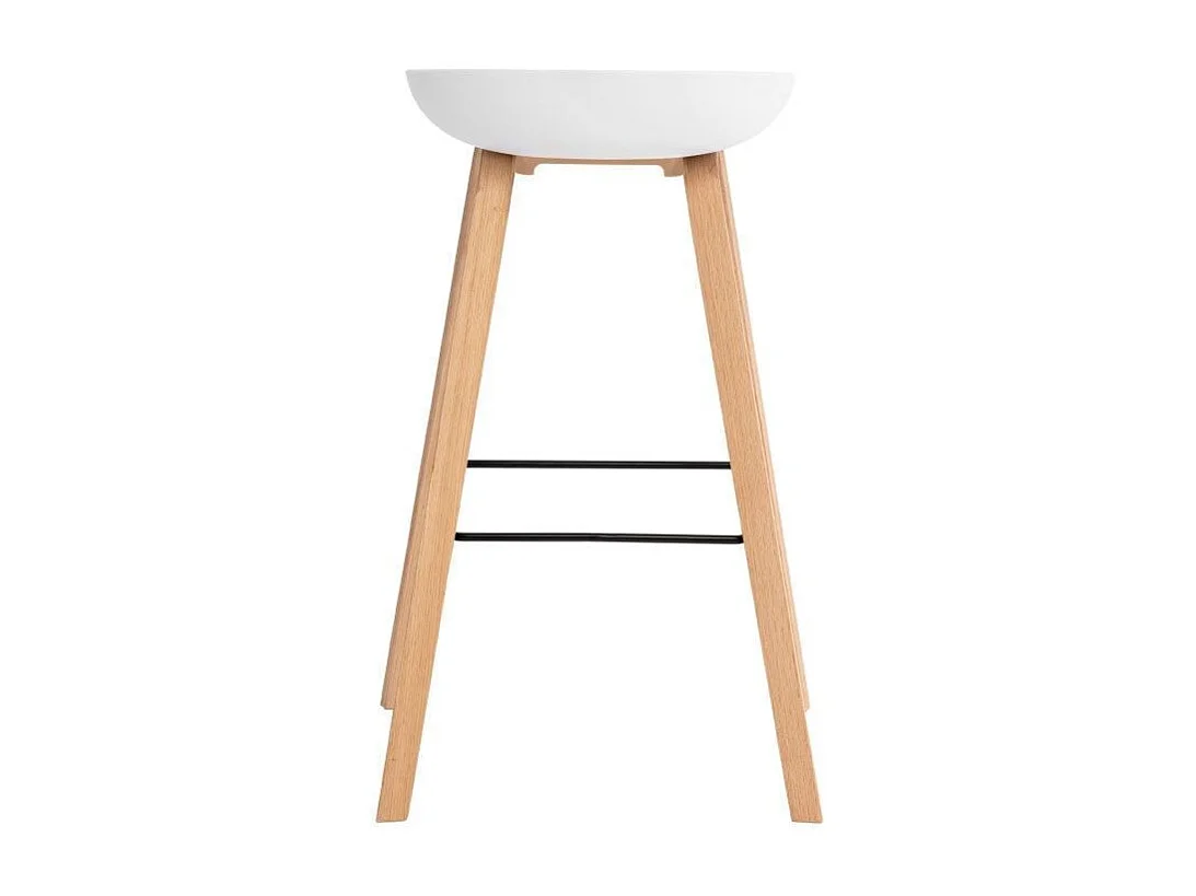 Tabouret nordique en bois de hêtre et assise blanche Korane 76cm
