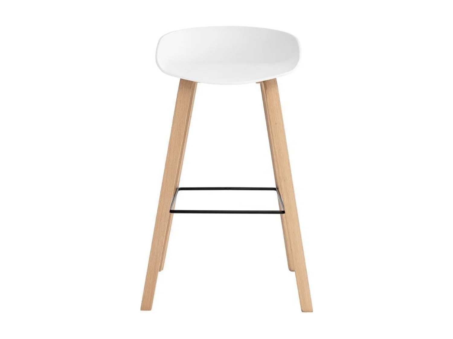 Tabouret nordique en bois de hêtre et assise blanche Korane 76cm