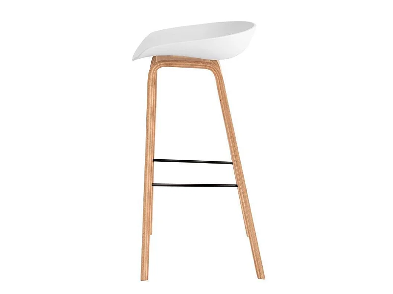 Tabouret nordique en bois de hêtre et assise blanche Korane 76cm
