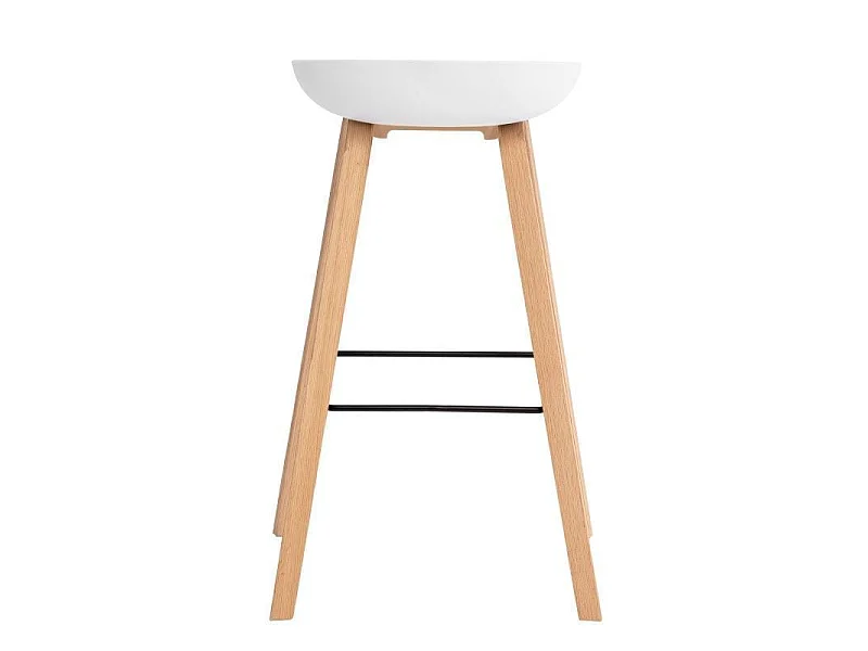 Tabouret nordique en bois de hêtre et assise blanche Korane 76cm
