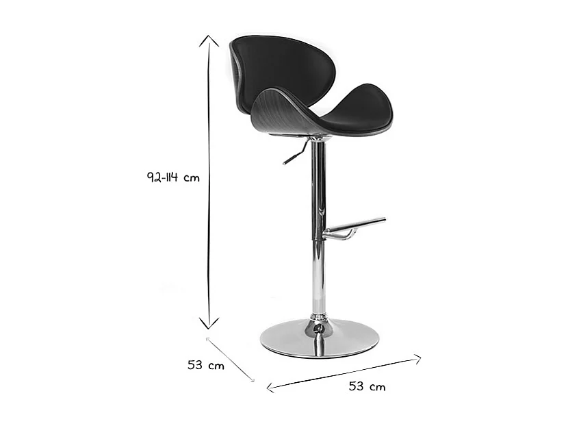 Sgabello da bar design nero e legno WALNUT