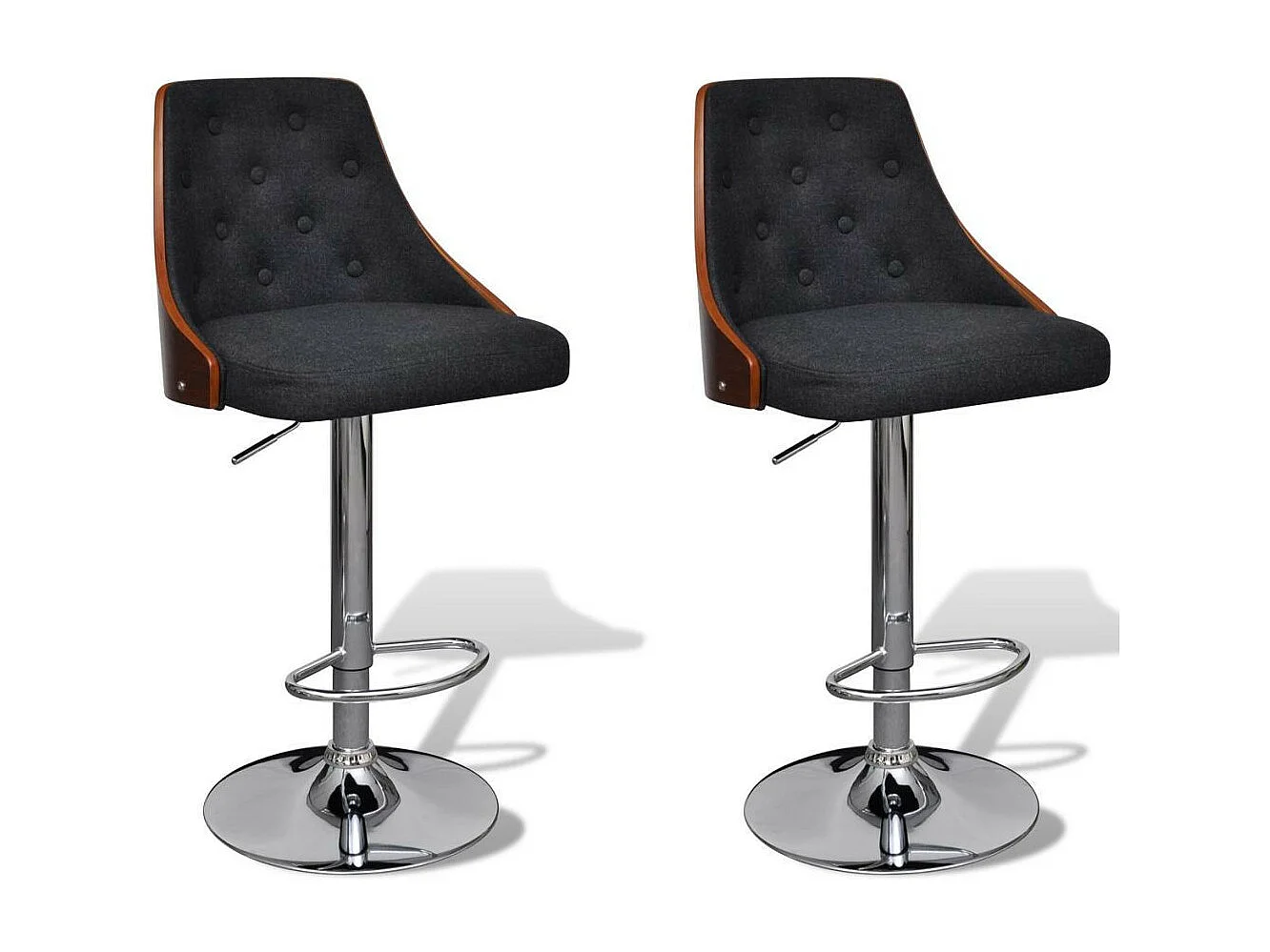 chaise de bar tissu gris foncé et métal chromé Army - Lot de 2