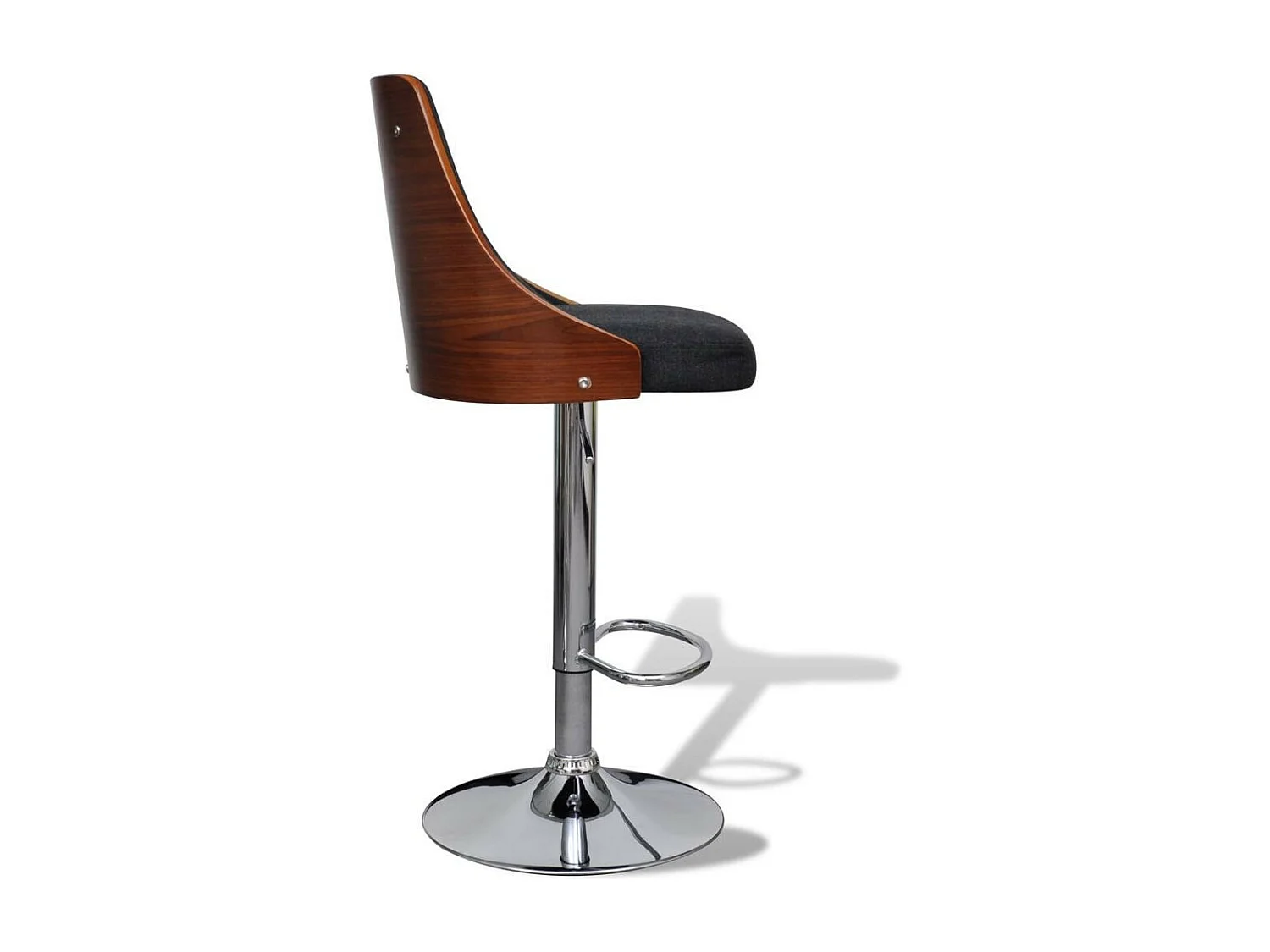 chaise de bar tissu gris foncé et métal chromé Army - Lot de 2