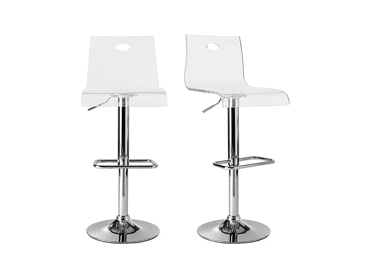 Tabouret de bar design en plexiglas transparent (lot de 2) SATURNE