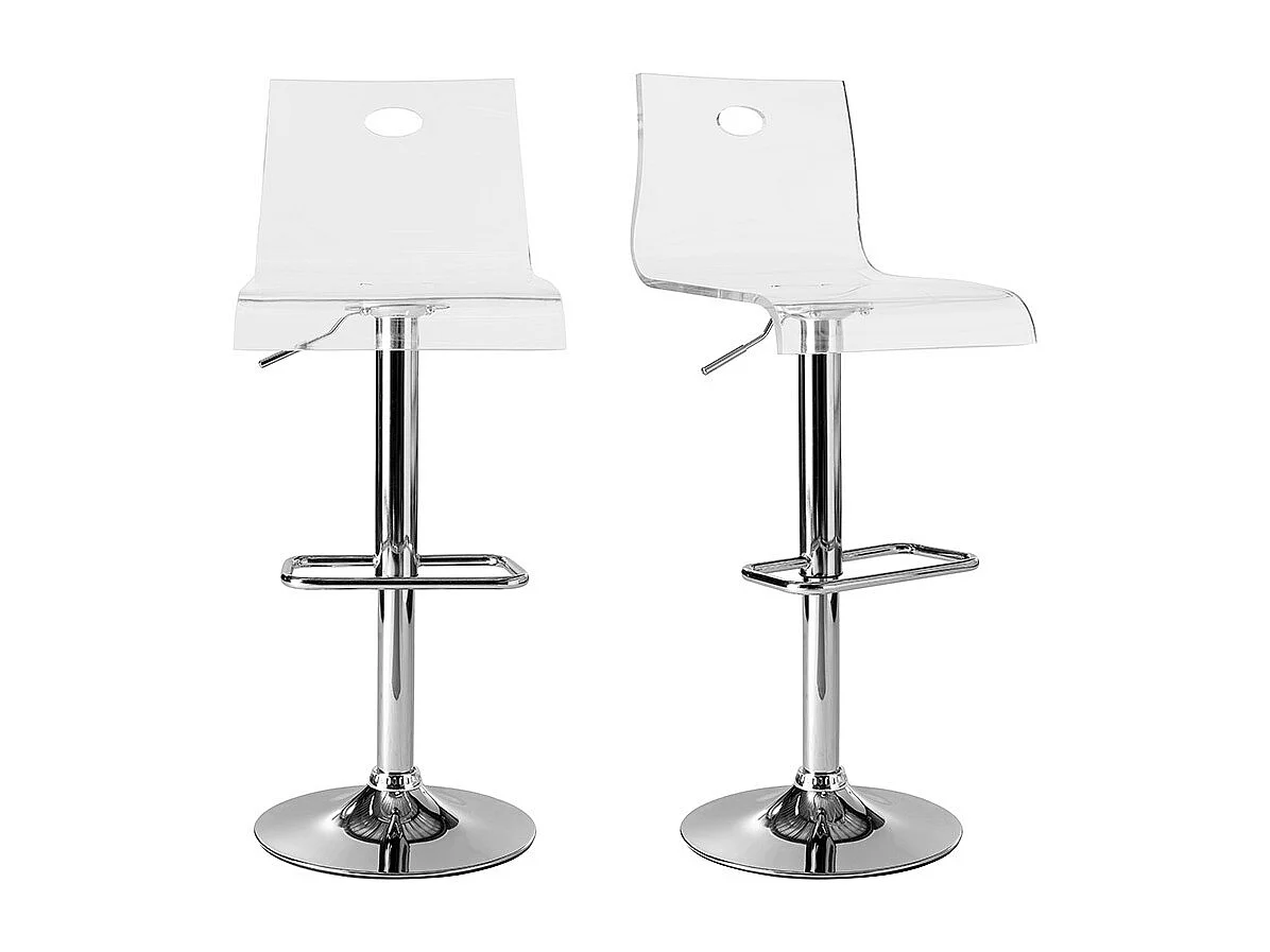 Tabouret de bar design en plexiglas transparent (lot de 2) SATURNE