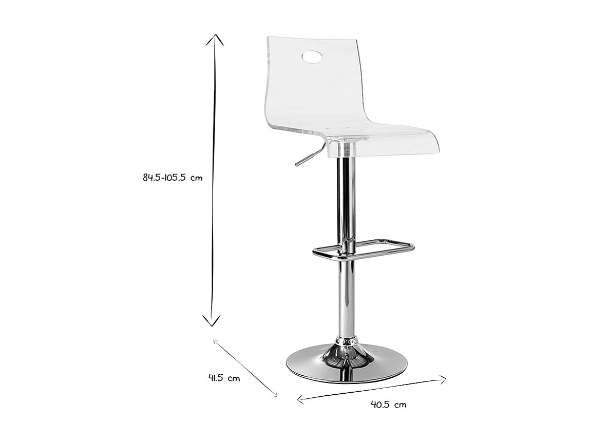 Tabouret de bar design en plexiglas transparent (lot de 2) SATURNE