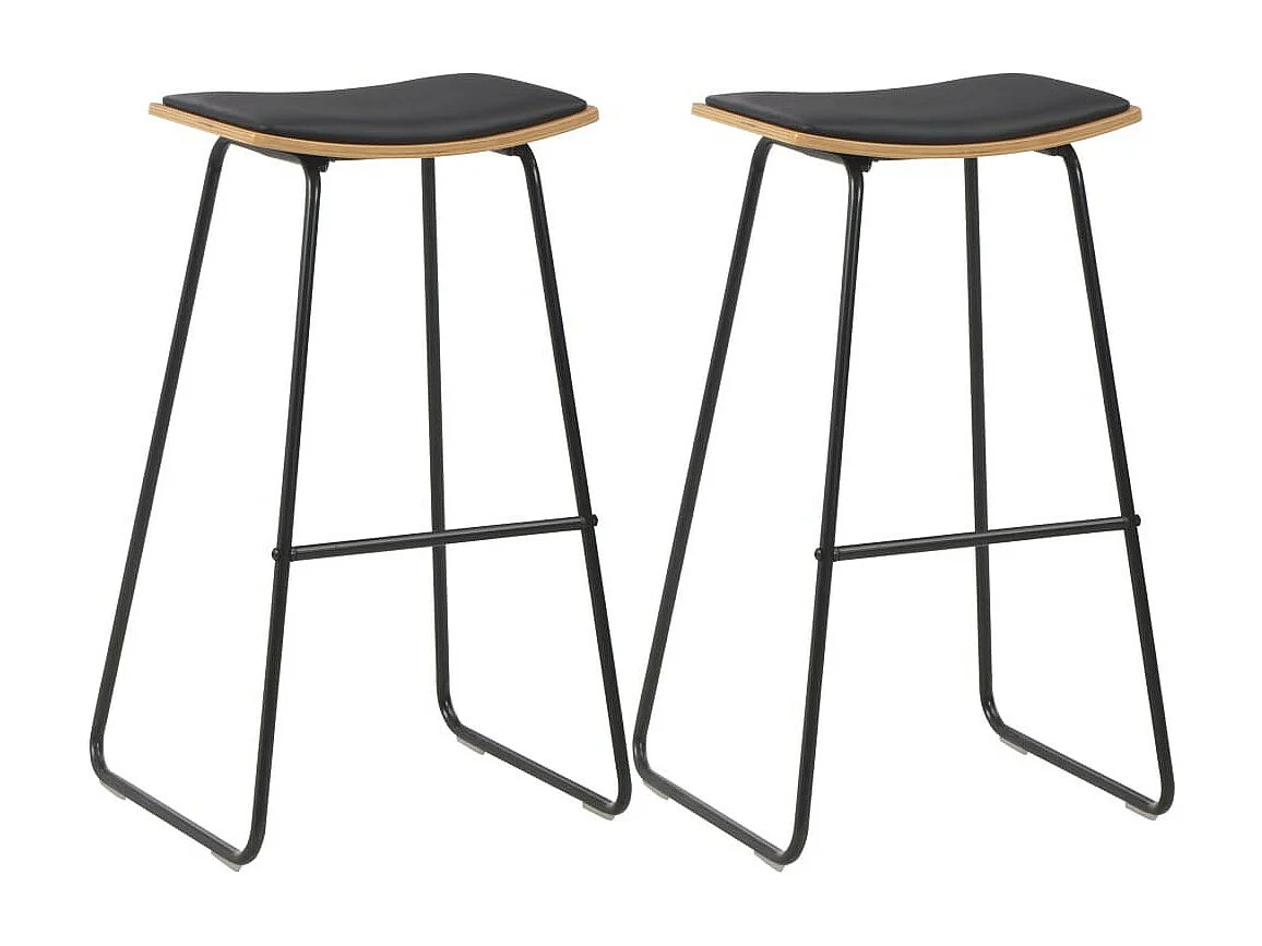 Tabouret de bar simili cuir et pieds métal noir Ogo - lot de 2