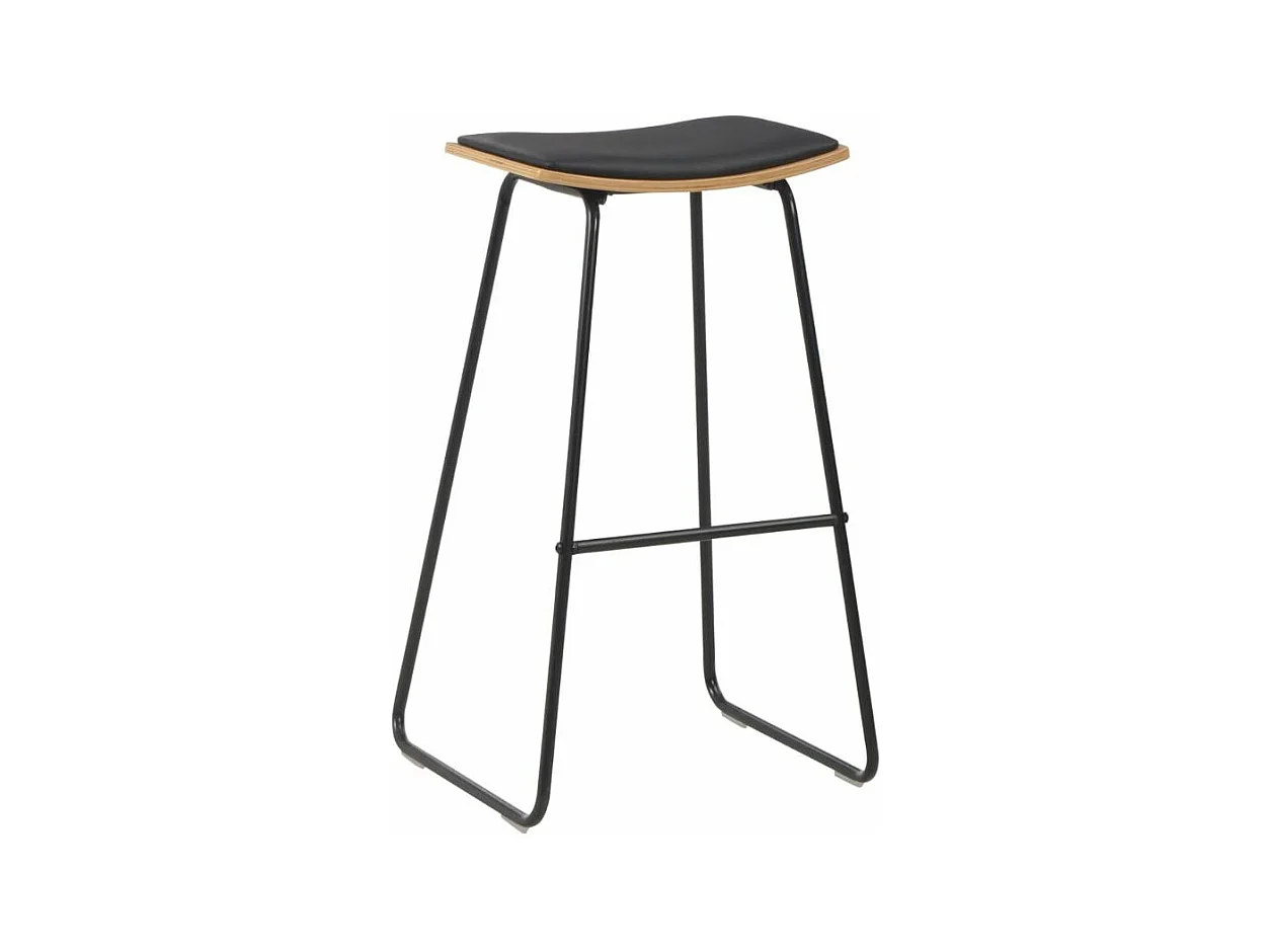 Tabouret de bar simili cuir et pieds métal noir Ogo - lot de 2