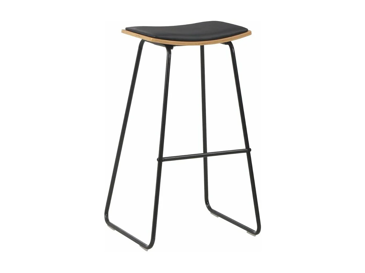 Tabouret de bar simili cuir et pieds métal noir Ogo - lot de 2