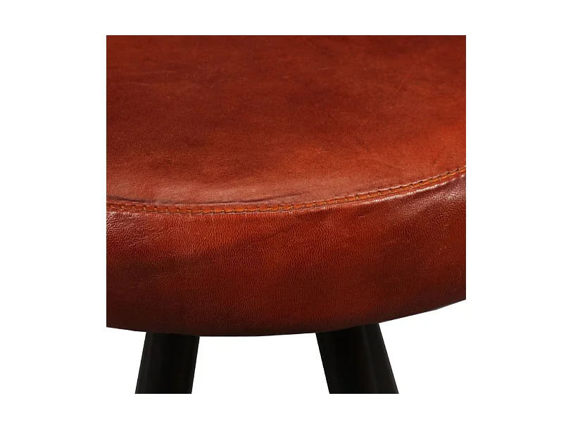 Tabouret de bar cuir marron et pieds métal noir Gream - Lot de 2