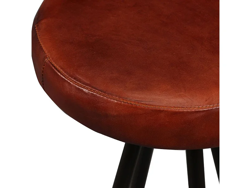 Tabouret de bar cuir marron et pieds métal noir Gream - Lot de 2