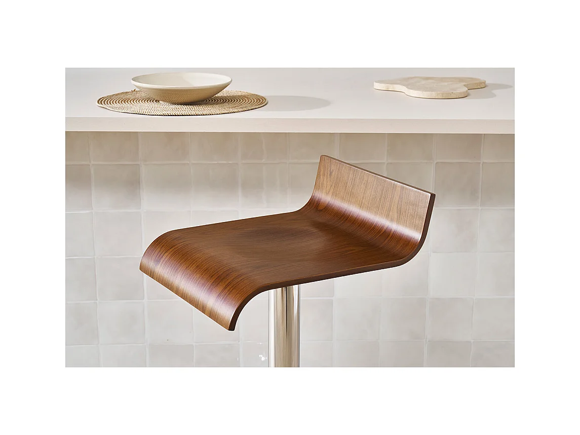 Tabouret de bar design en bois coloris noyer SURF V2