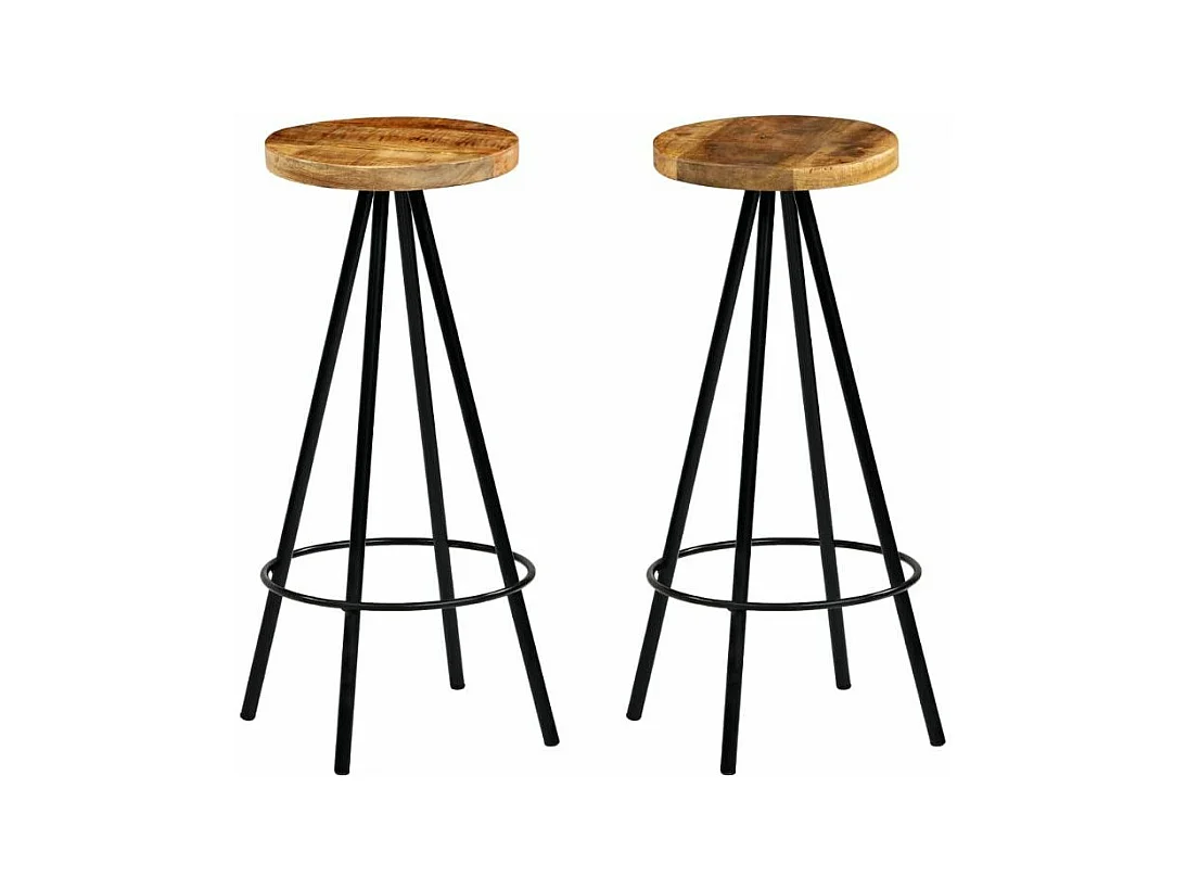 Tabouret de bar manguier massif clair Ive - Lot de 2
