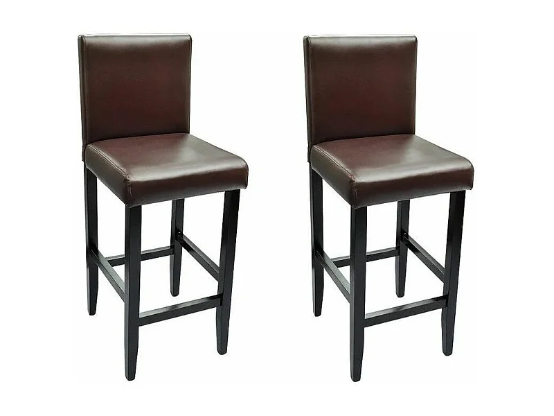 Tabourets de bar 2 pcs Marron foncé Similicuir