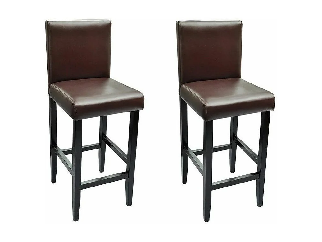 Tabourets de bar 2 pcs Marron foncé Similicuir