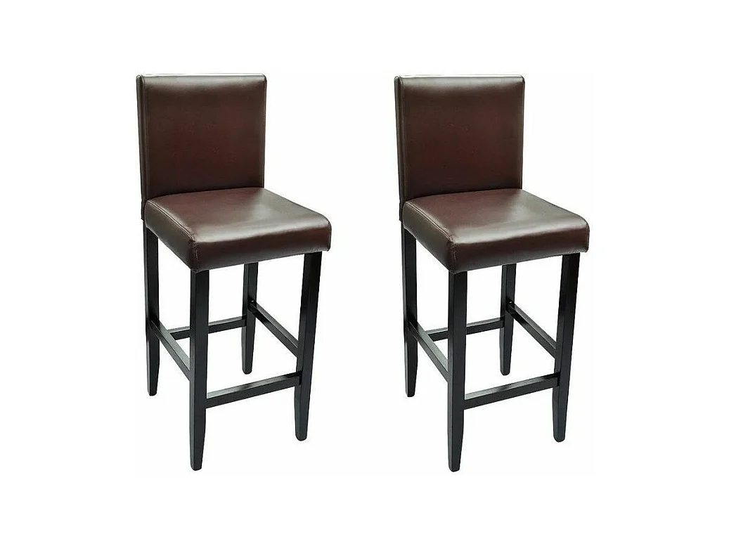 Tabourets de bar 2 pcs Marron foncé Similicuir