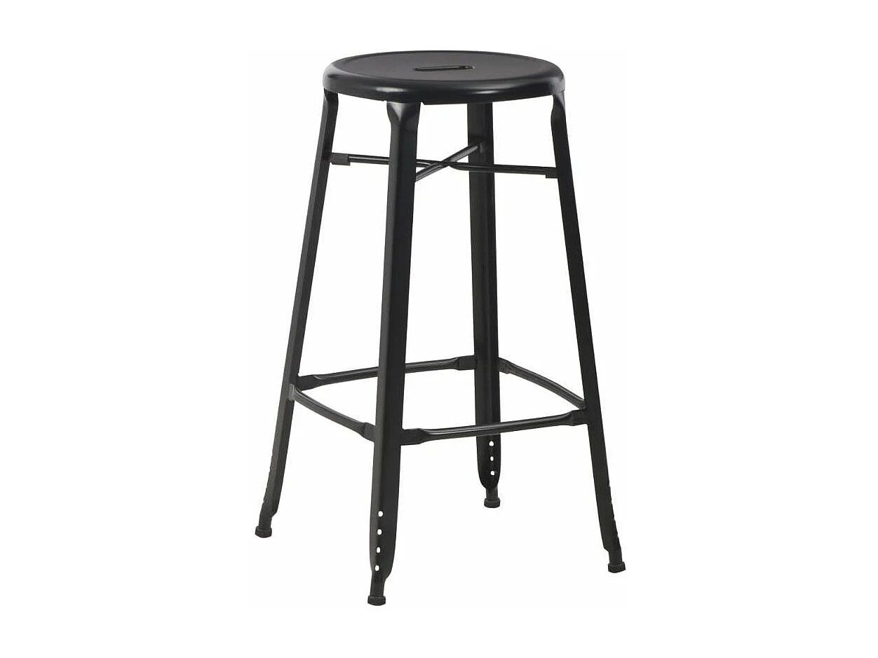 Tabourets de bar rond métal noir Doup - Lot de 2