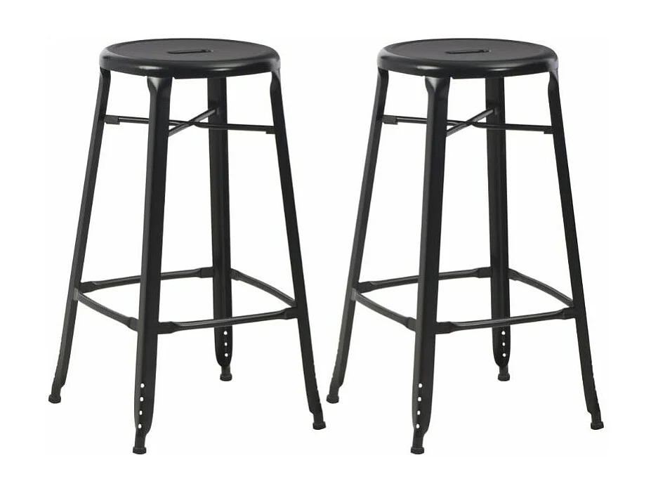 Tabourets de bar rond métal noir Doup - Lot de 2