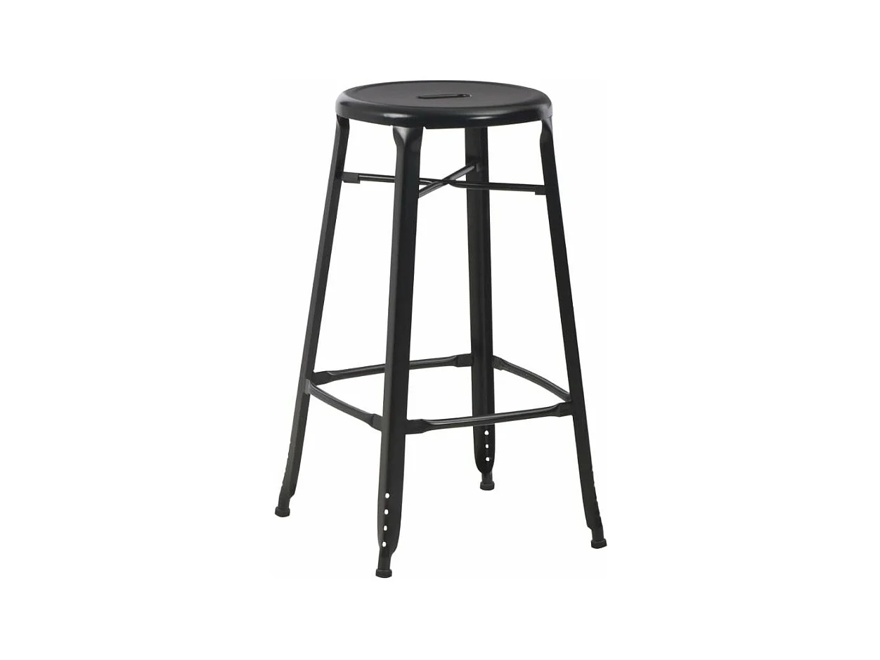 Tabourets de bar rond métal noir Doup - Lot de 2