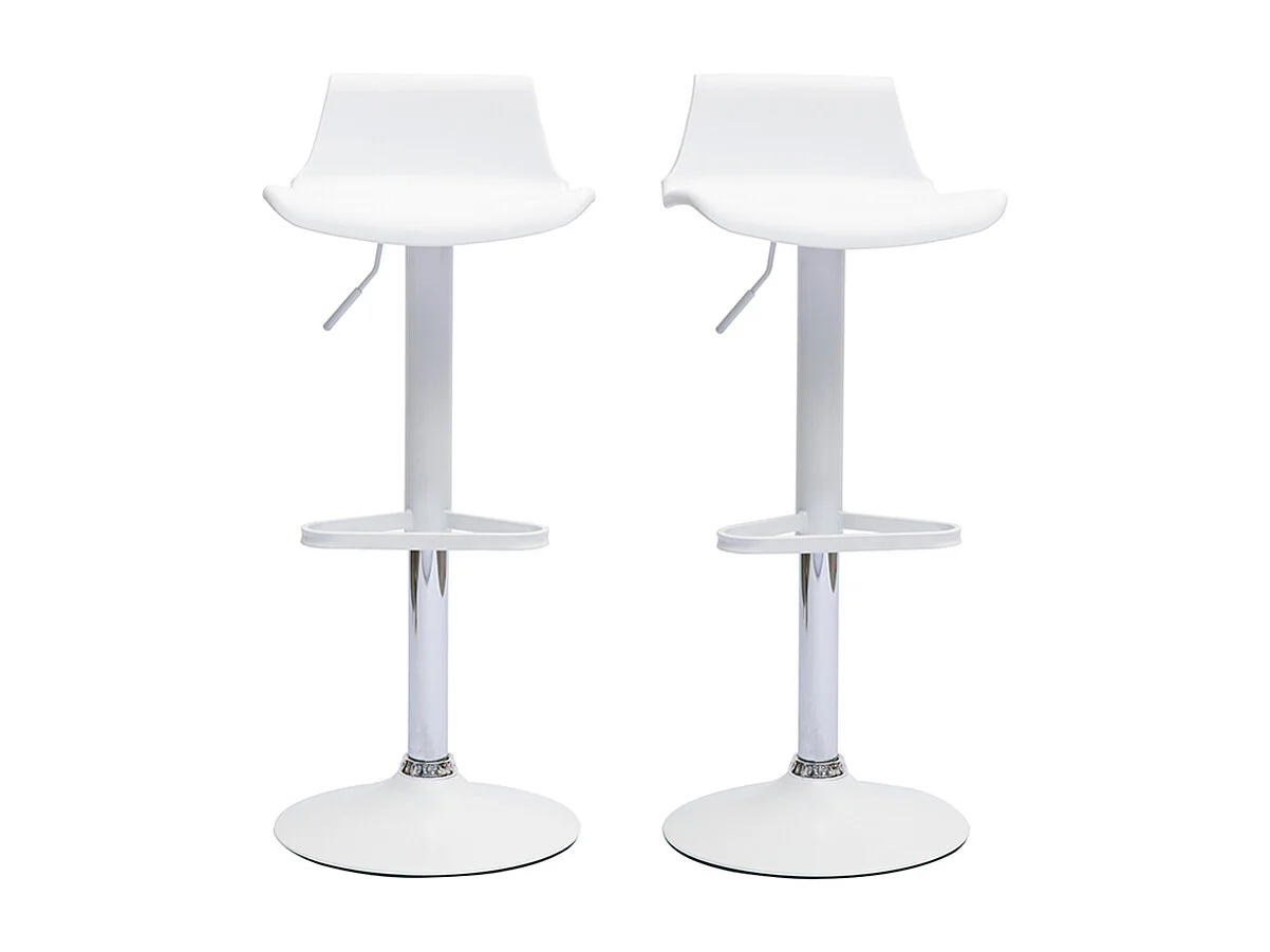 Set de 2 taburetes de cocina de diseño blancos ajustables 360º KRONOS