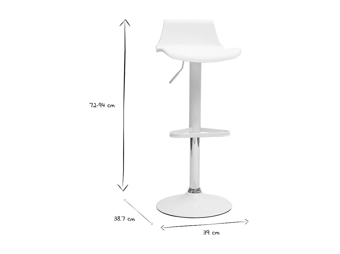 Set de 2 taburetes de cocina de diseño blancos ajustables 360º KRONOS