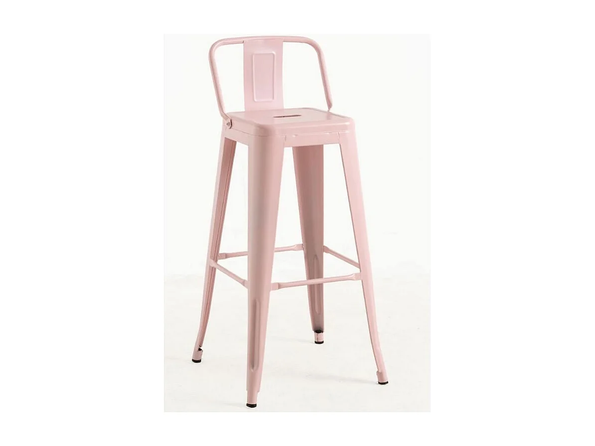 Taburete con respaldo de acero rojo brillante Kontoir 74 cm-Color Rosa claro
